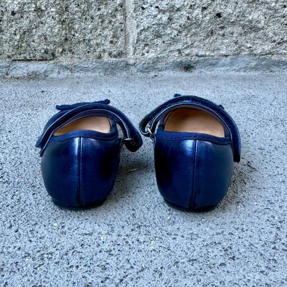 M&S Blue Ballet Flats Girls US 8.5 EU 25.5 Mary Jane Toddler Girl Shoes Bows - Picture 5 of 9